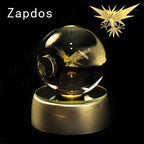 Pokemon 3D Crystal Pokeball with LED Light Base, Kids Anime Toy Gifts 2 in