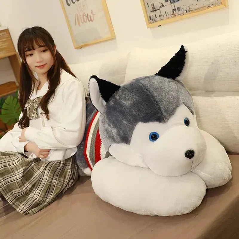Giant Husky Plush Toy – Soft Dog Body Pillow Stuffed Animal