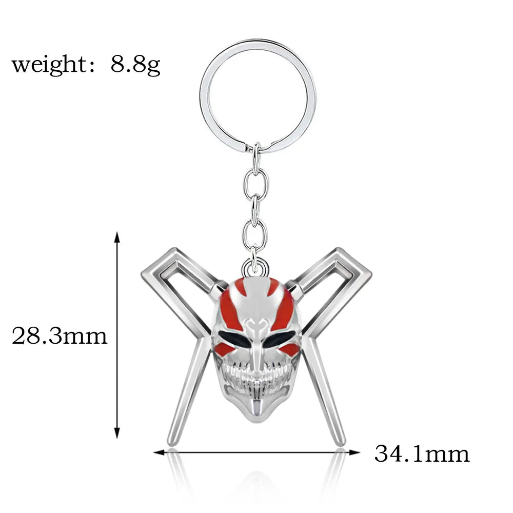 Anime Bleach Keychain Kurosaki Mask Sword Metal necklace Pandent Keyring for Women Men Car Jewelry Fan Cosplay Prop