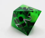 Sharp Edge Resin RPG Dice Set - Green Skulls - 