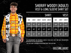 Sheriff Woody Cowboy Adult Halloween Cosplay Costume Set (Shirt, Vest, and Badge)