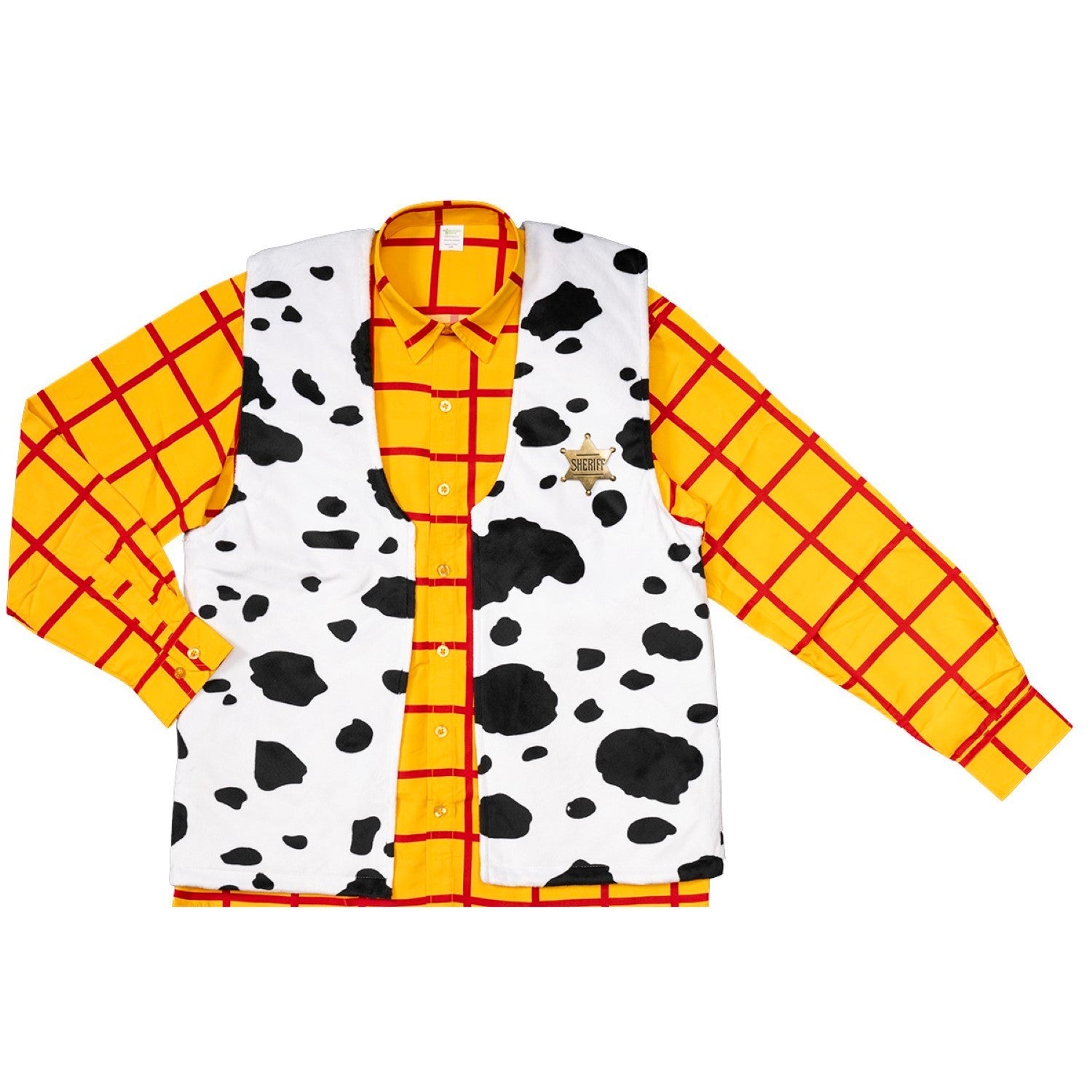Sheriff Woody Cowboy Adult Halloween Cosplay Costume Set (Shirt, Vest, and Badge)