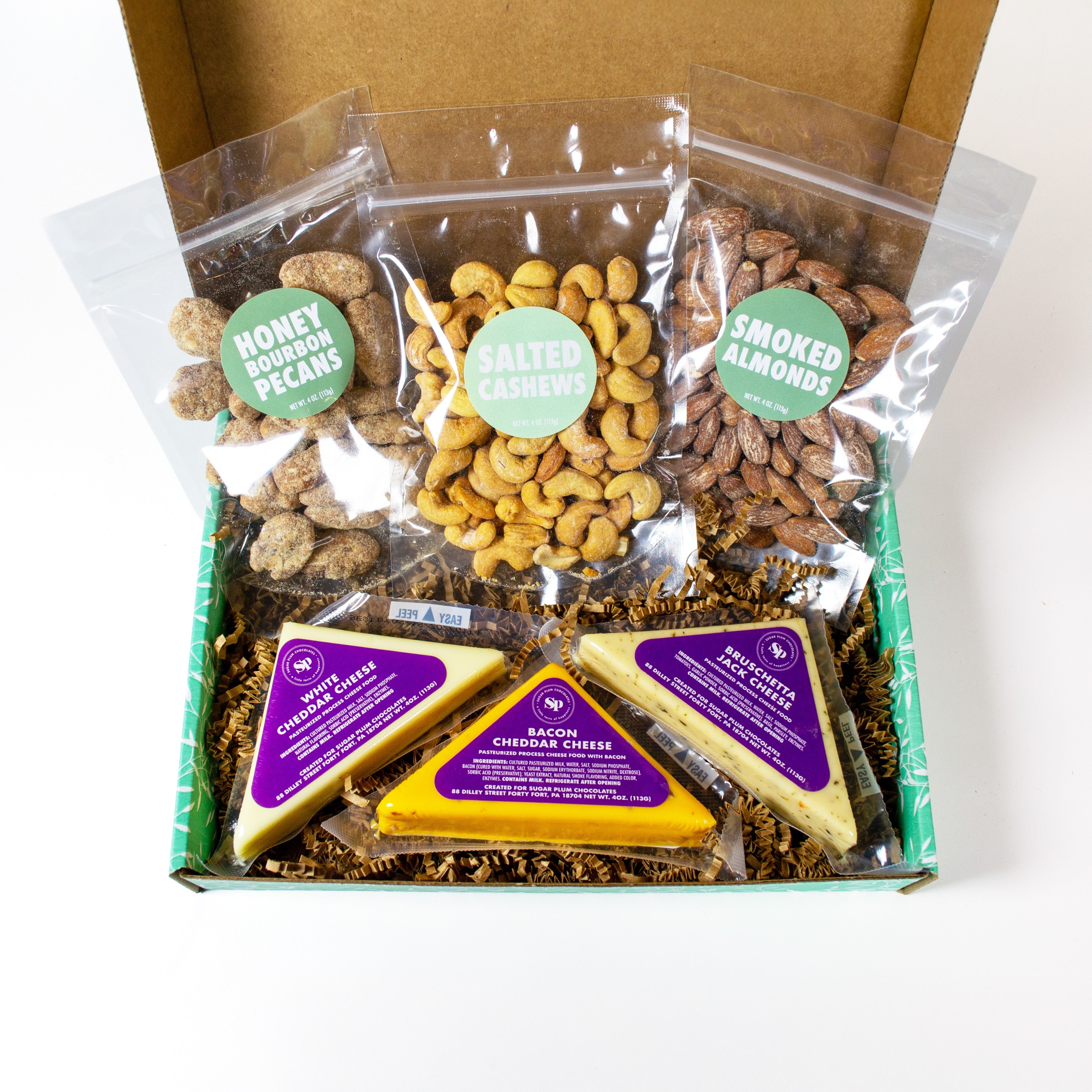 Signature Nuts and Cheese Box – 6 Gourmet Snacks | Premium Flavored Nuts & Cheeses
