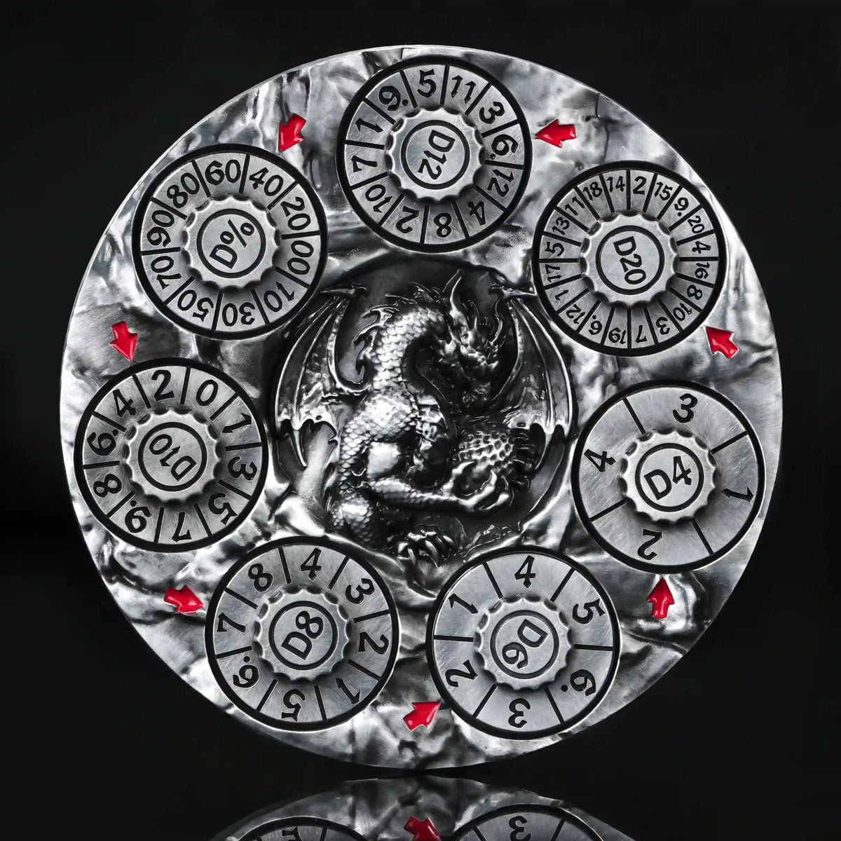 Unique Dice Spinner: 7-in-1 Metal 3D Relief Dragon DND Roulette Dice Spinner