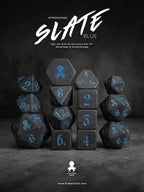 Kraken Slate 14 pc Slate TTRPG Dice Set - Blue Ink