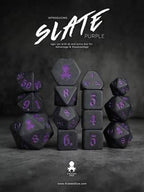 Kraken Slate 14 pc Slate TTRPG Dice Set - Purple Ink
