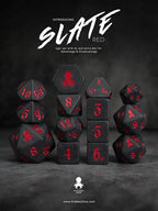 Kraken Slate 14 pc Slate TTRPG Dice Set - Red Ink