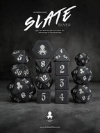 Kraken Slate 14 pc Slate TTRPG Dice Set - Silver Ink