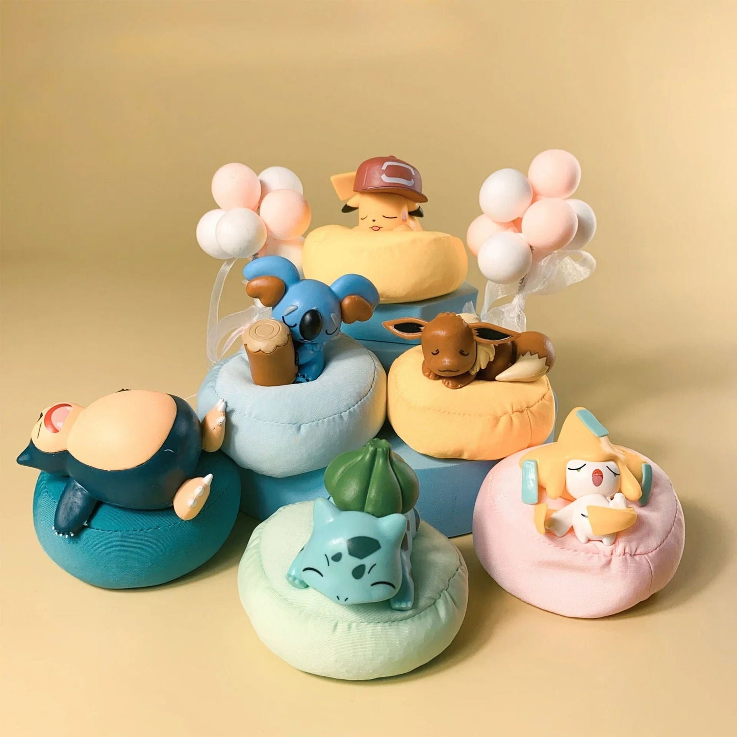 Sleeping Pokemon Anime Figurines, Pikachu Bulbasaur Psyduck Charmander