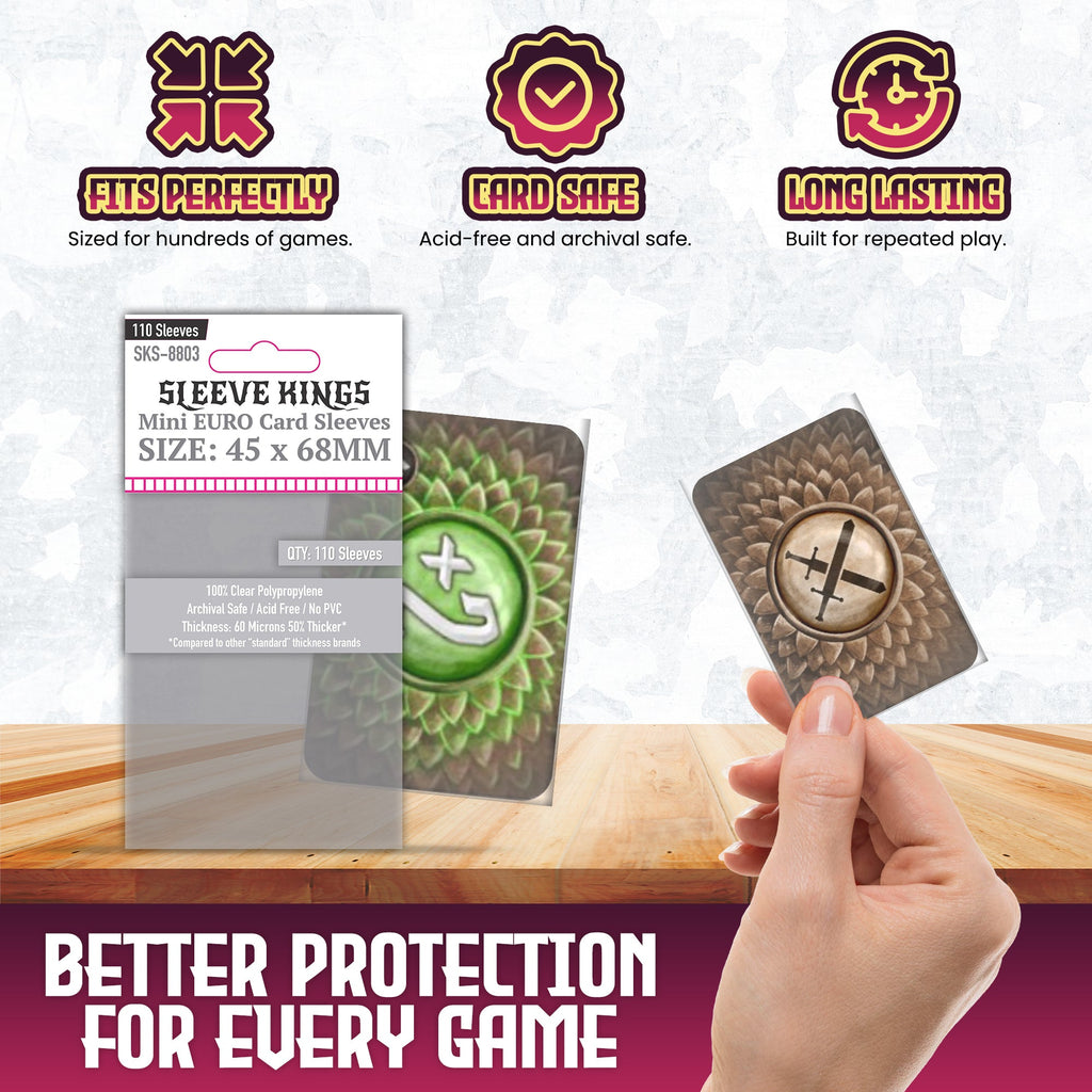 Sleeve Kings Mini Euro Card Sleeves (45x68mm) - 110 Pack, -SKS-8803