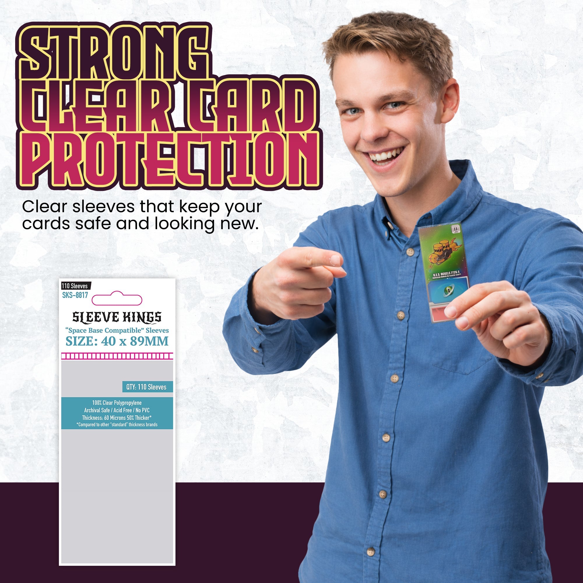 "Space Base" Compatible Card Sleeves (40x89mm) 110 Pack, 60 Micron, SKS-8817