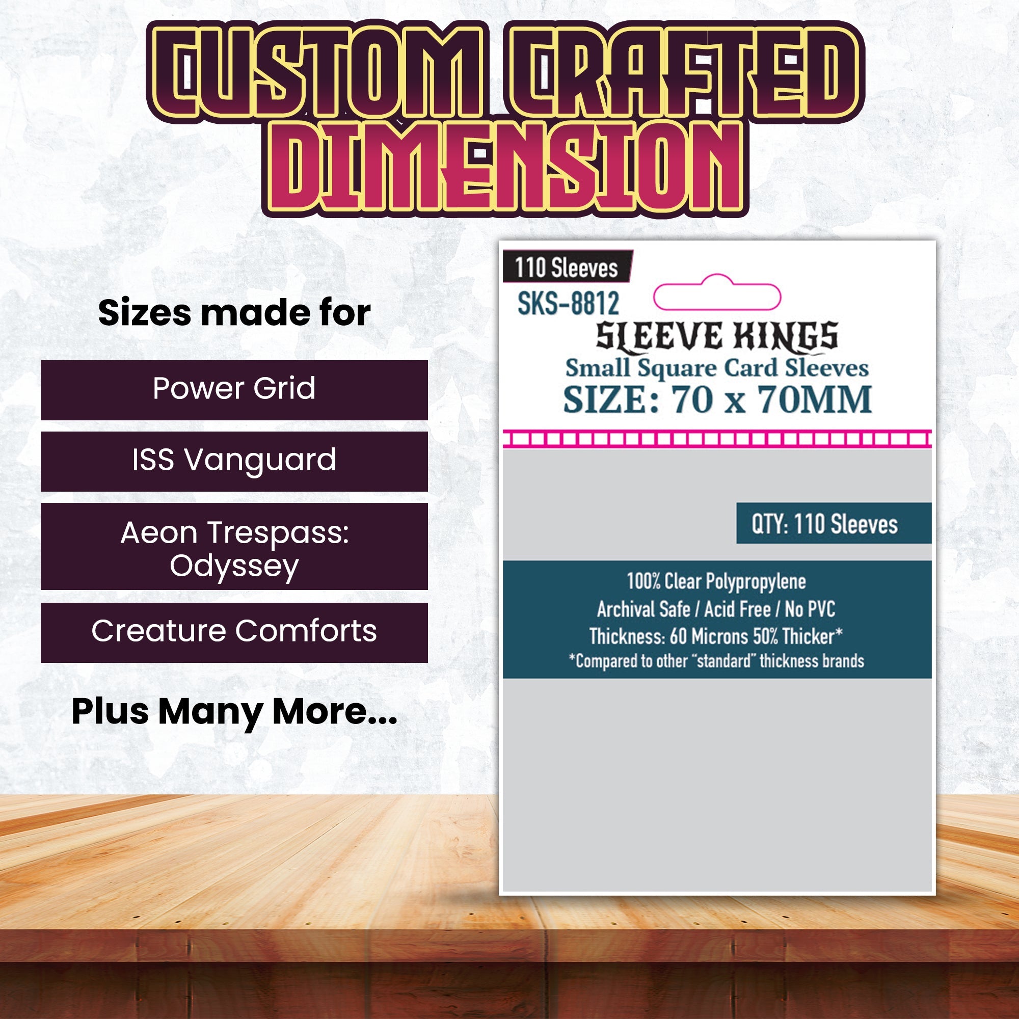 Small Square Game Card Sleeves (70x70mm) 110 Pack, 60 Micron, SKS-8812