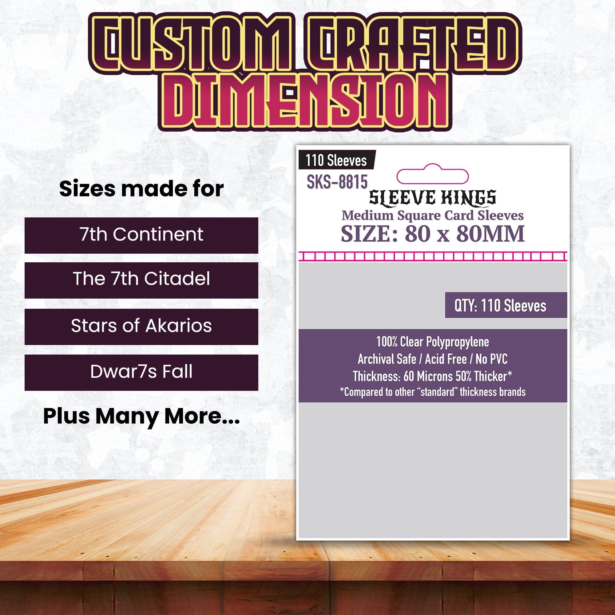Medium Square Card Sleeves (80x80mm) 110 Pack, 60 Micron, SKS-8815
