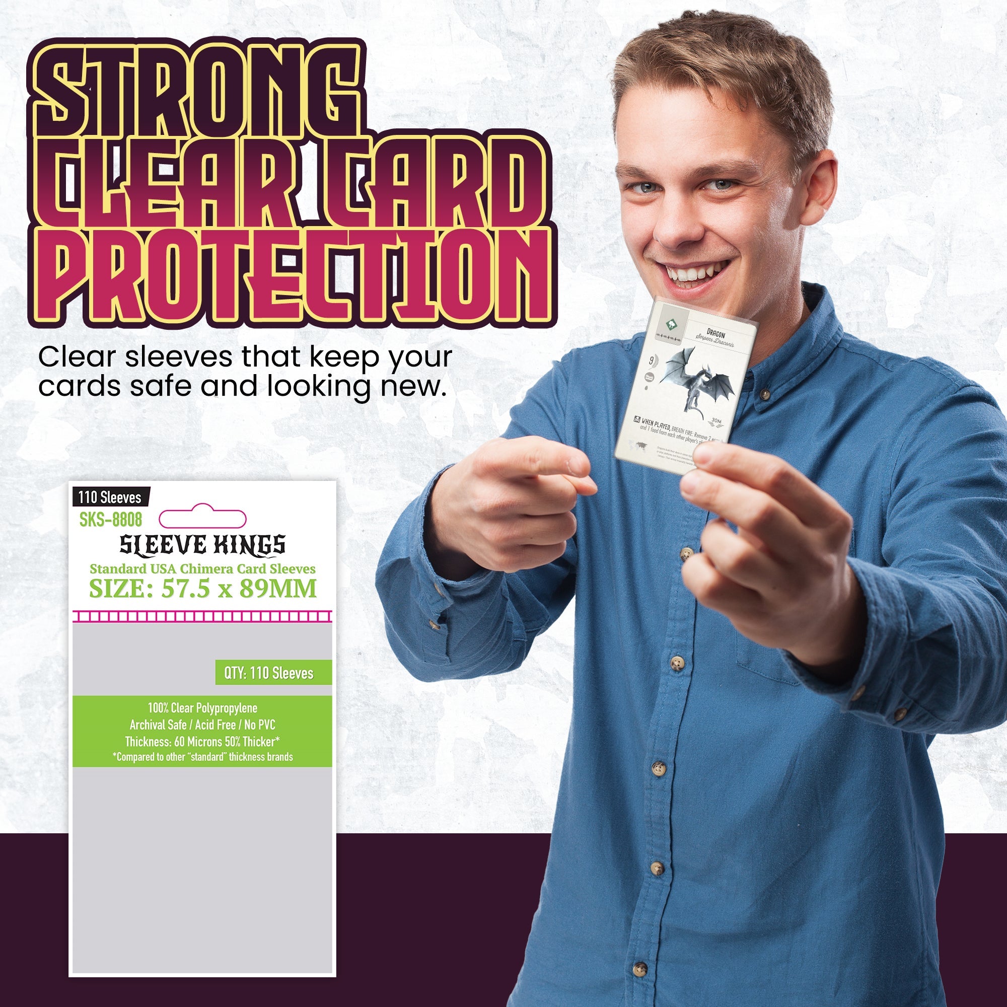"Chimera" Standard USA Card Sleeves (57.5x89mm) 110 Pack, 60 Micron, SKS-8808