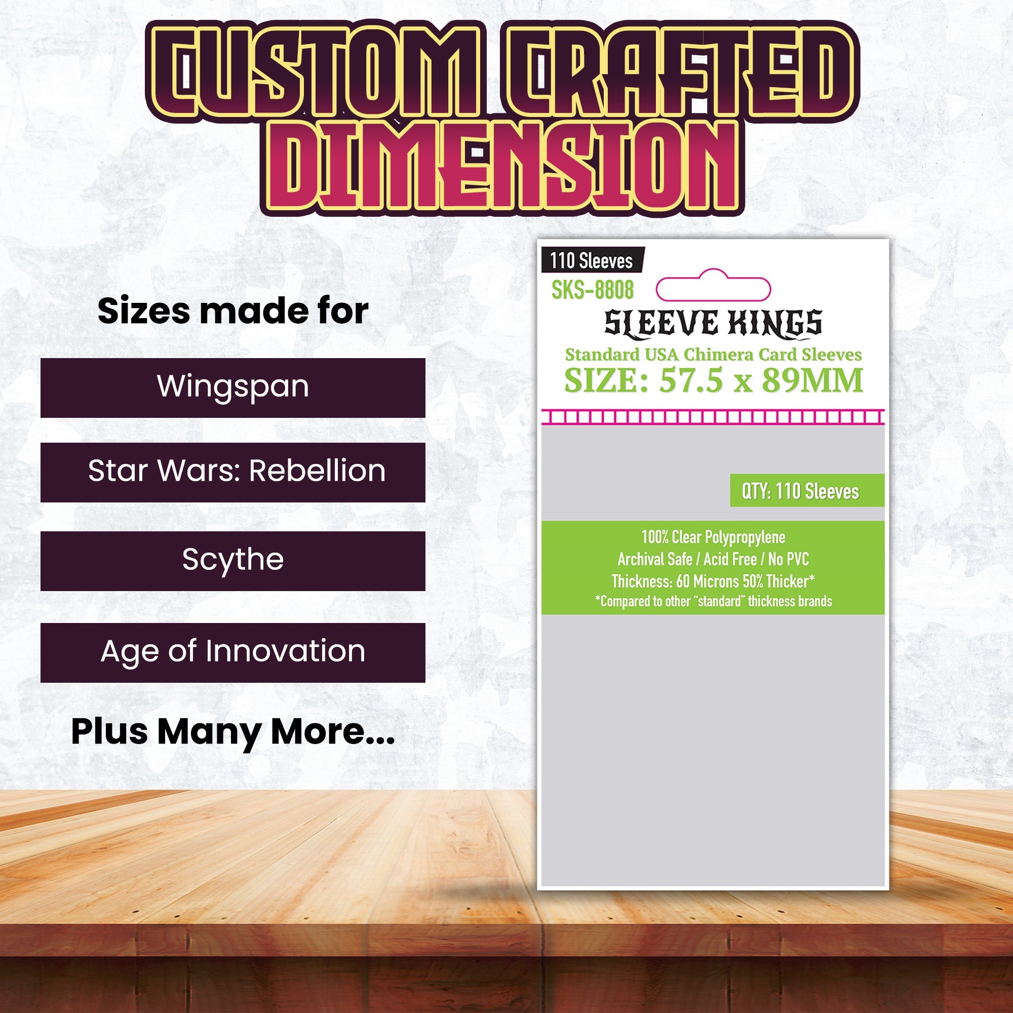 "Chimera" Standard USA Card Sleeves (57.5x89mm) 110 Pack, 60 Micron, SKS-8808