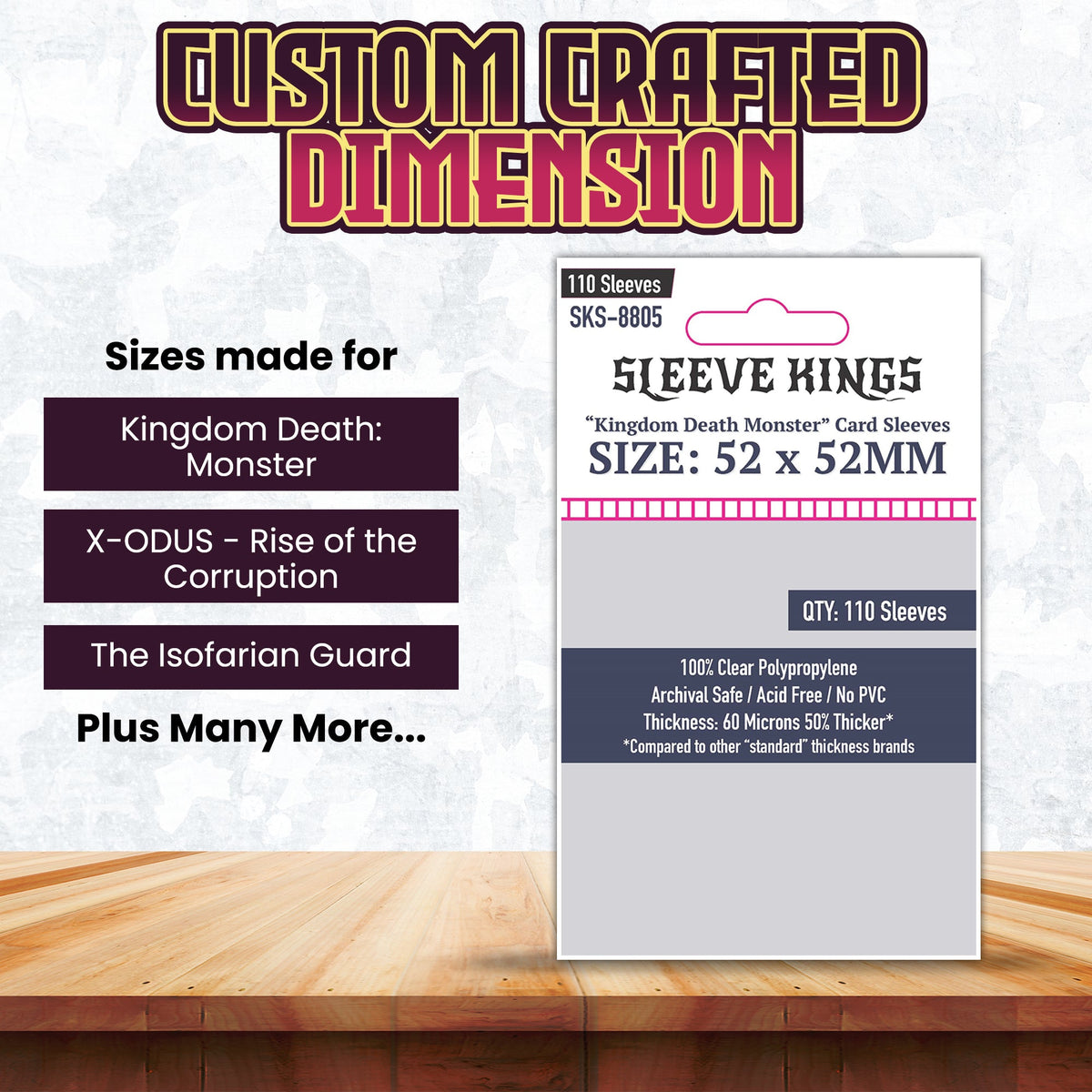 "Kingdom Death Monster" Game Card Sleeves (52x52mm) 110 Pack, 60 Micron, SKS-8805