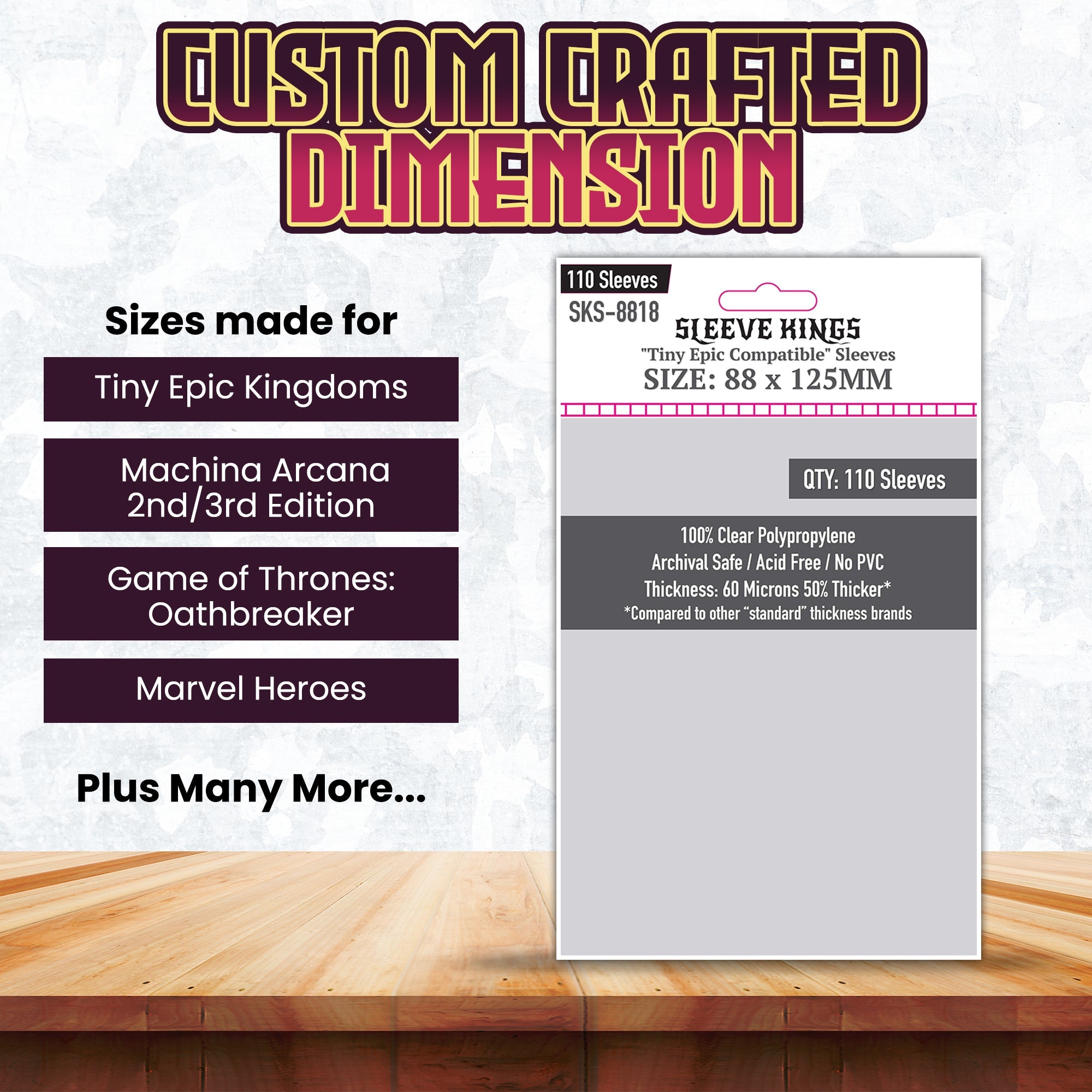 "Tiny Epic" Compatible Card Sleeves (88x125mm) 110 Pack, 60 Micron, SKS-8818