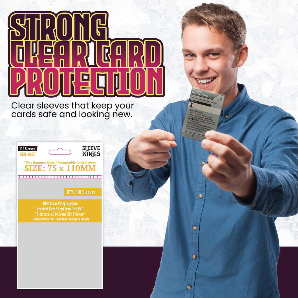 "War Hammer Quest" Compatible Sleeves (75x110mm) 110 Pack, 60 Micron, SKS-8825