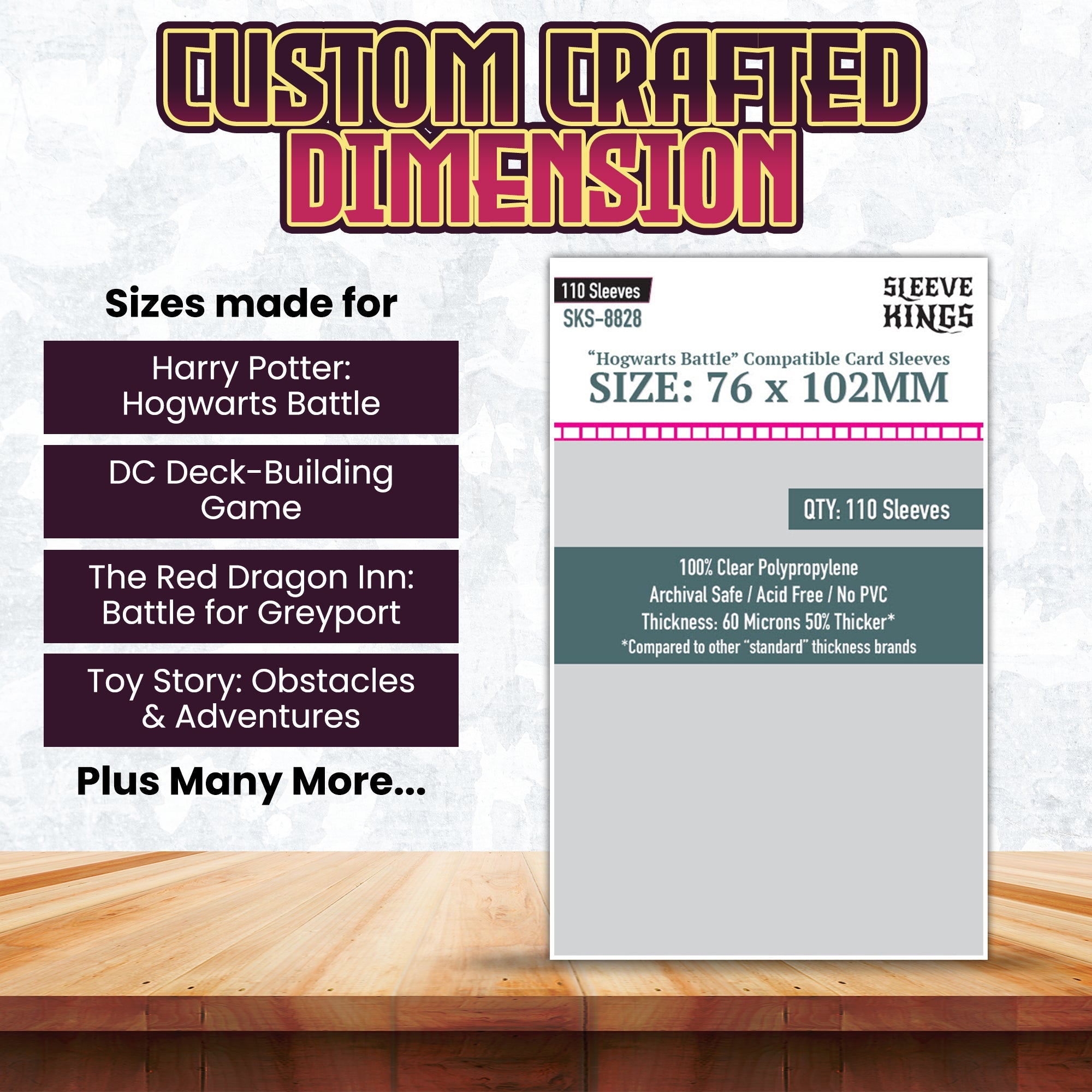 "Hogwarts Battle" Compatible Large Sleeves (76x102mm) 110 Pack, 60 Micron, SKS-8828