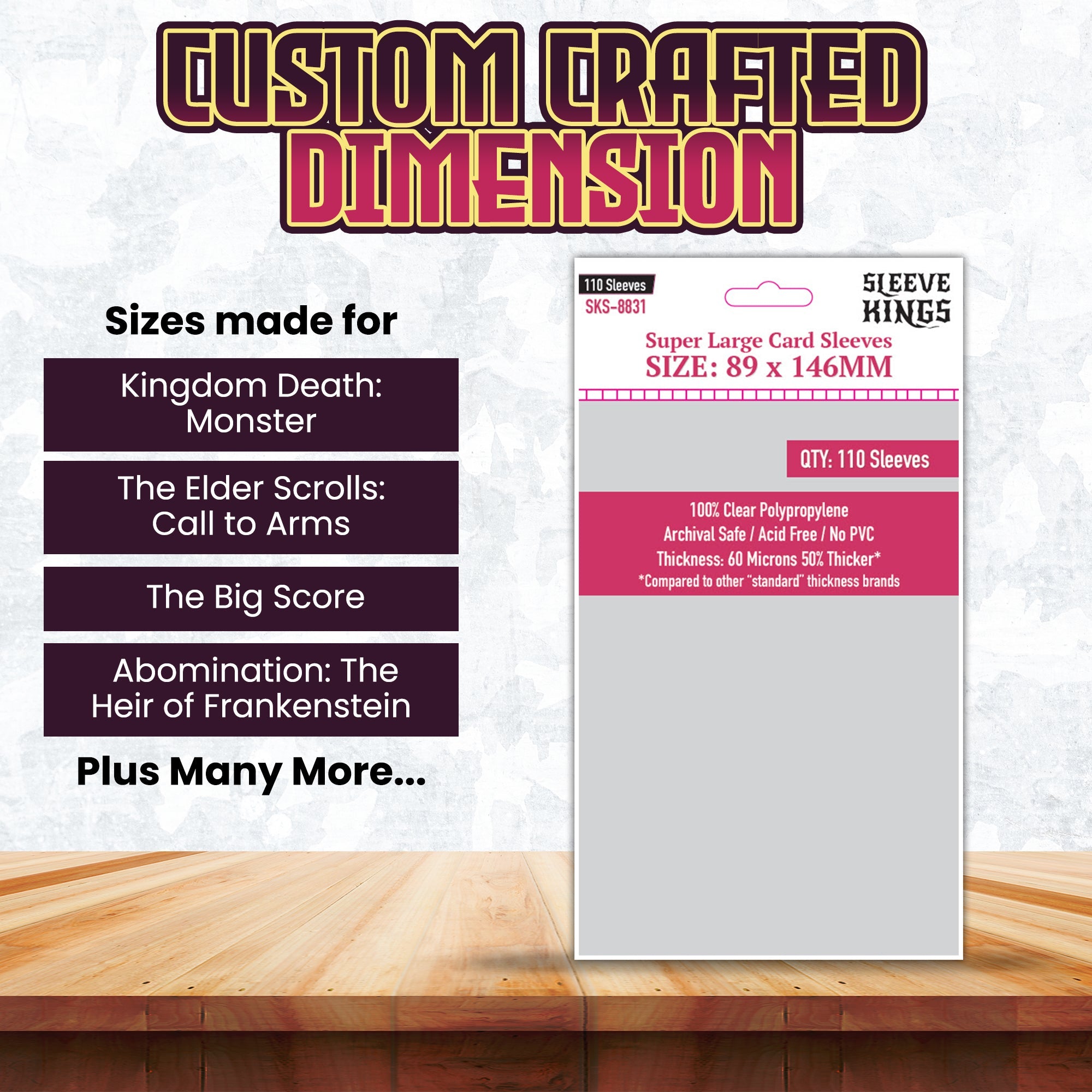 Super Large Game Card Sleeves (89x146mm) 110 Pack, 60 Micron, SKS-8831