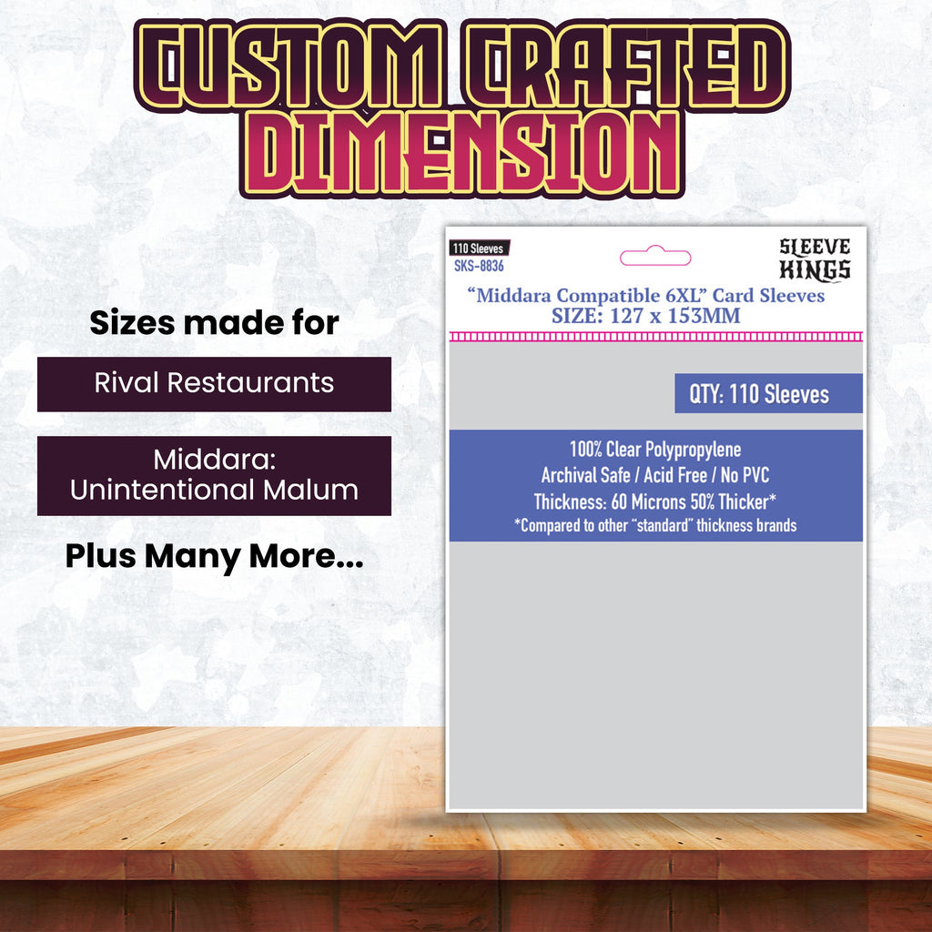 "Middara" Compatible 6XL Game Card Sleeves (127x153mm) 110 Pack, 60 Micron, SKS-8836