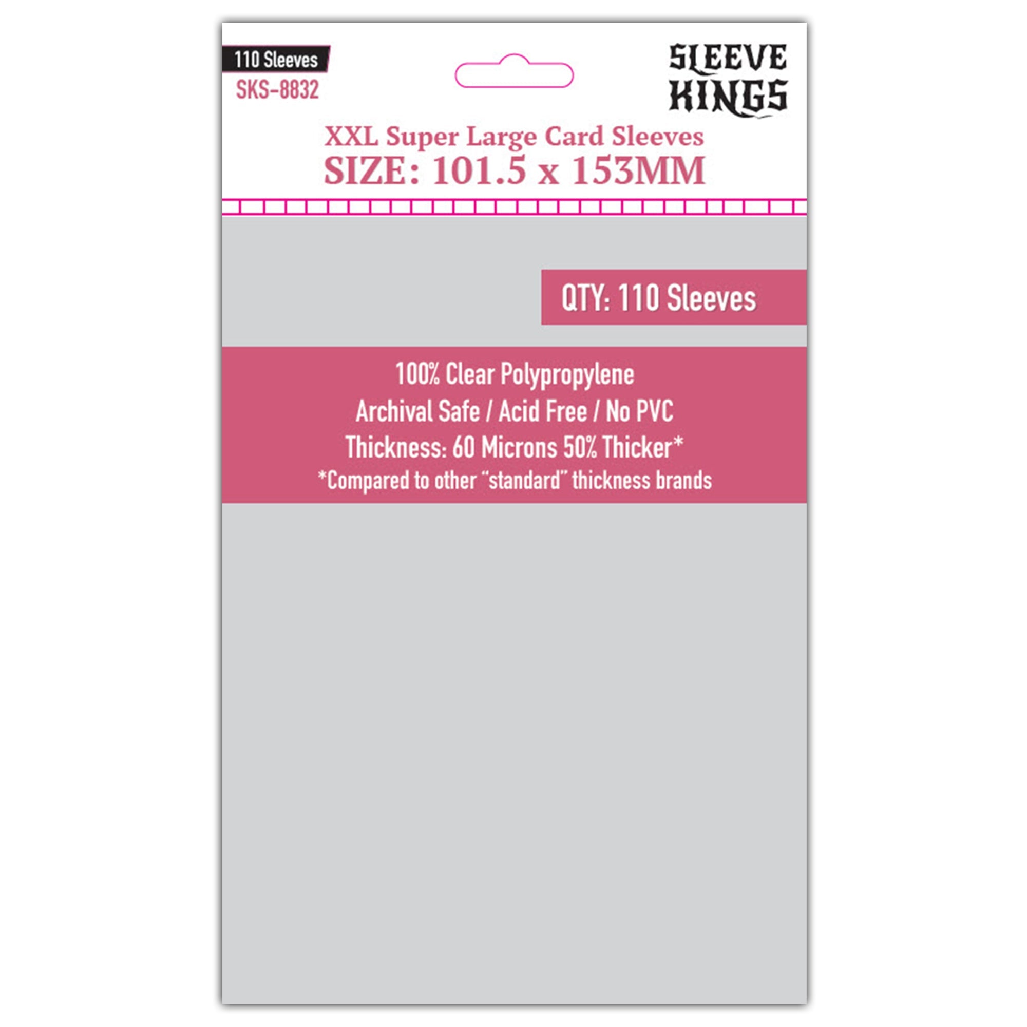 XXL Super Large Game Card Sleeves (101.5x153mm) 110 Pack, 60 Micron, SKS-8832