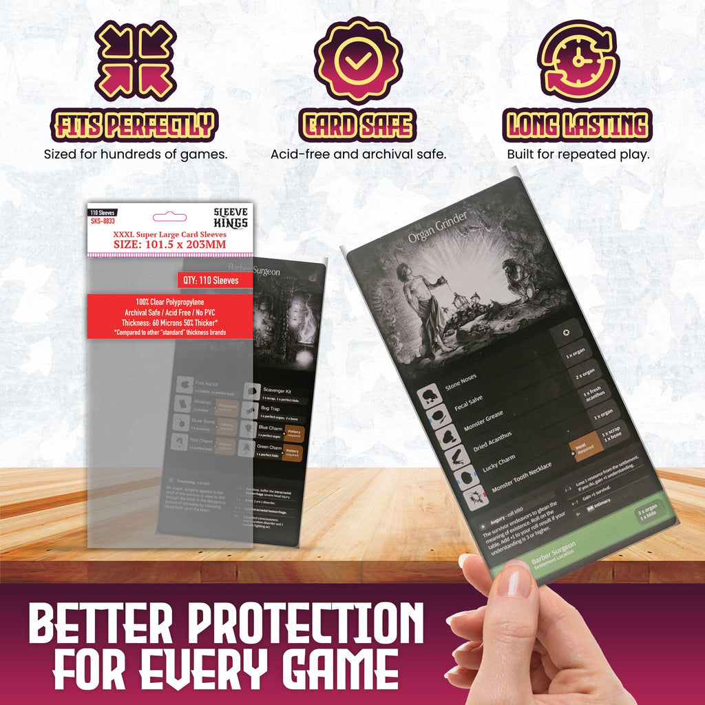 XXXL Super Large Game Card Sleeves (101.5x203mm) 110 Pack, 60 Micron, SKS-8833