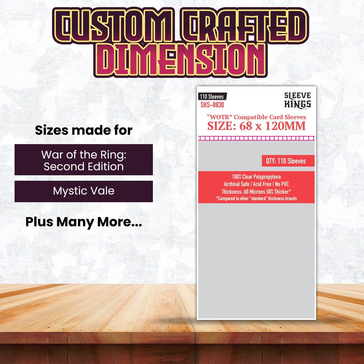 "WOTR" Compatible Sleeves (68x120mm) 110 Pack, 60 Micron, SKS-8830