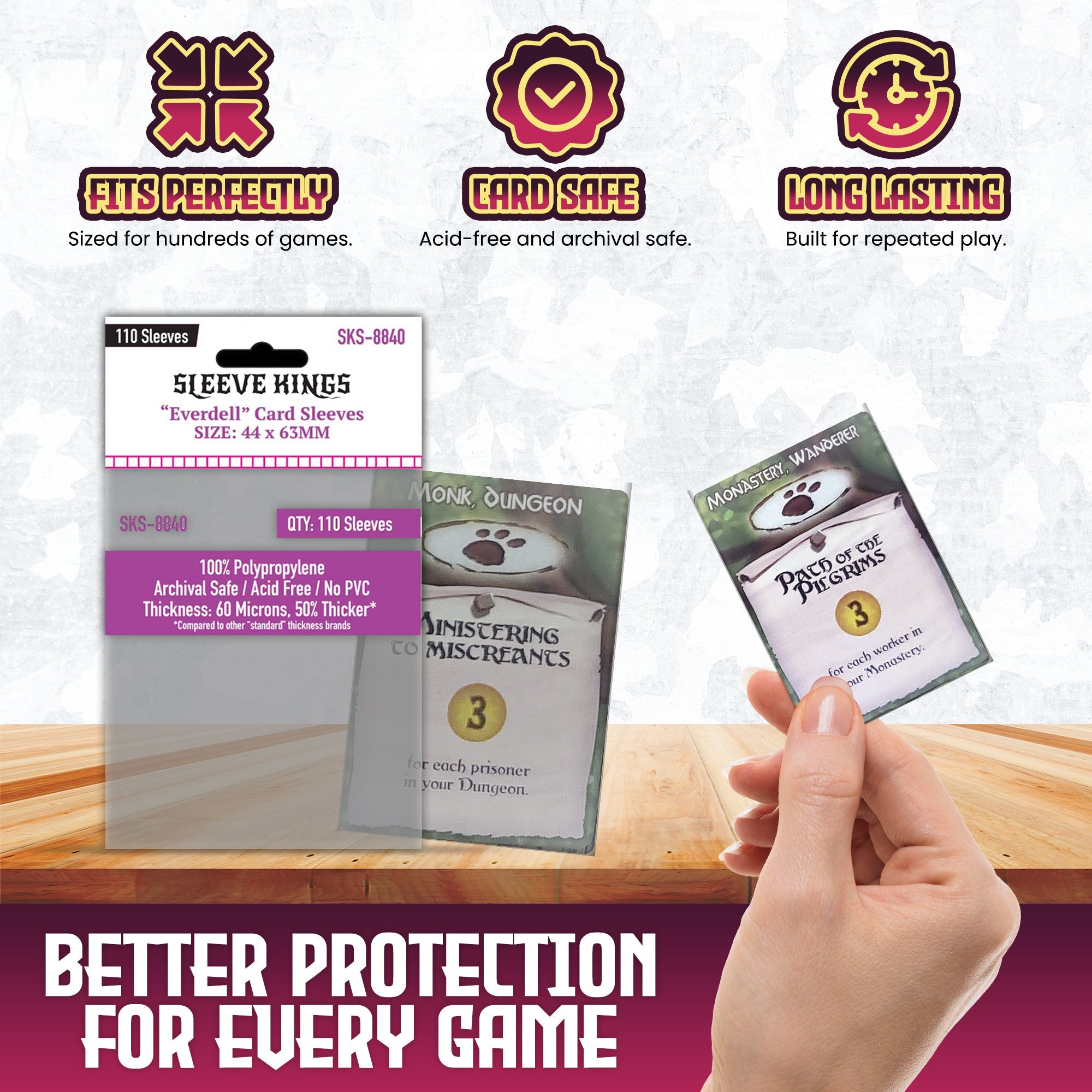 "Everdell" Compatible Mini Sleeves (44x63mm) 110 Pack, 60 Micron, SKS-8840