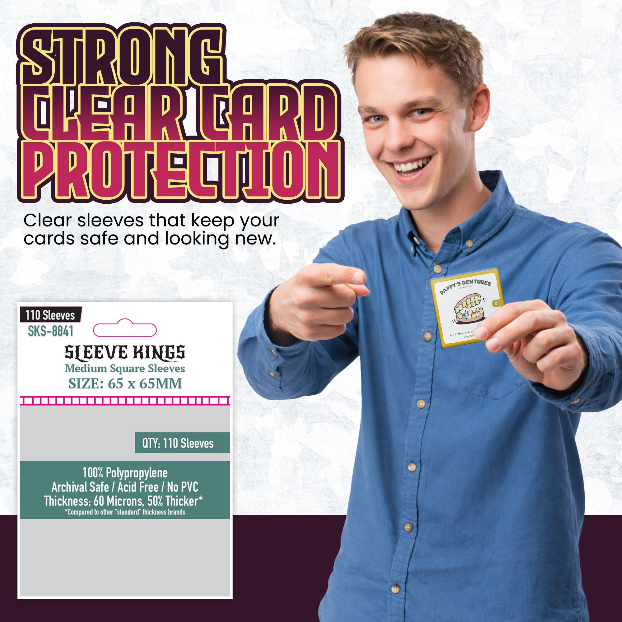 Medium Square Card Sleeves (65x65mm) 110 Pack, 60 Microns, SKS-8841