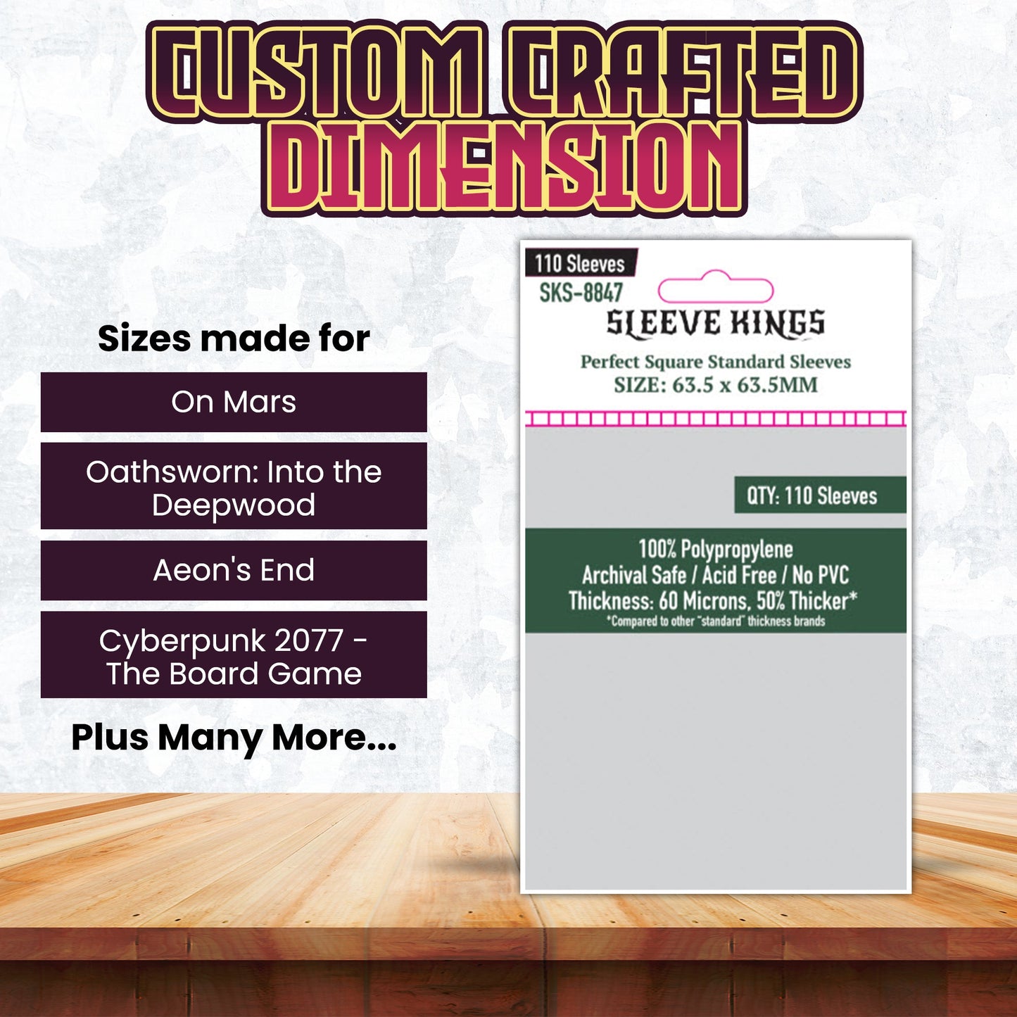 Perfect Square Standard Sleeves (63.5x63.5mm) 110 Pack, 60 Microns, SKS-8847