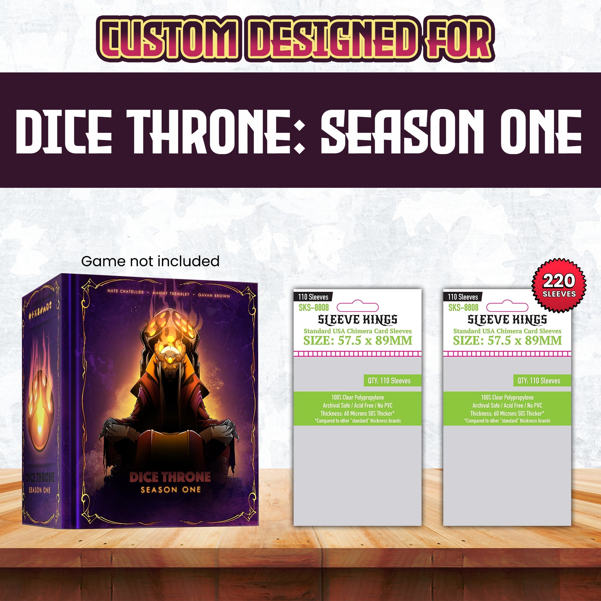 "Dice Throne: Season One" Compatible Card Sleeve Bundle (8808 X 2)