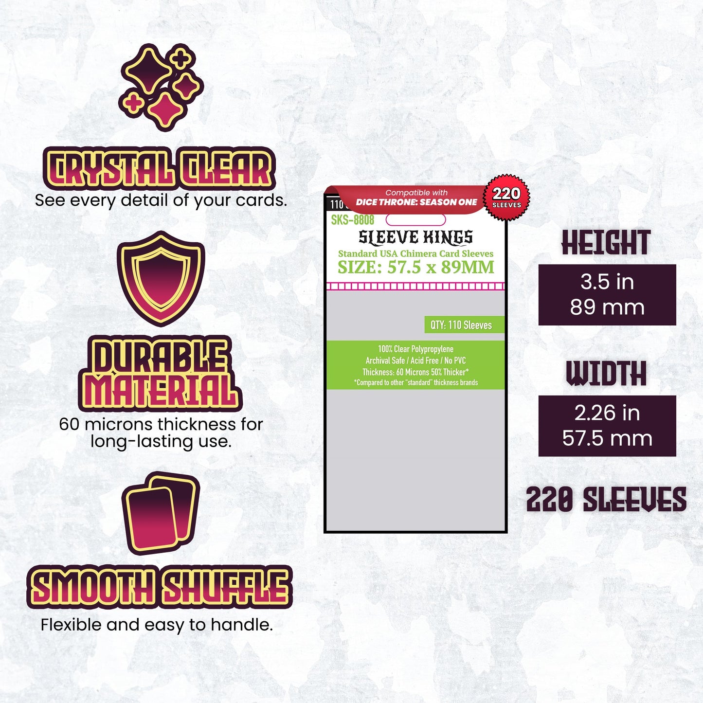 "Dice Throne: Season One" Compatible Card Sleeve Bundle (8808 X 2)