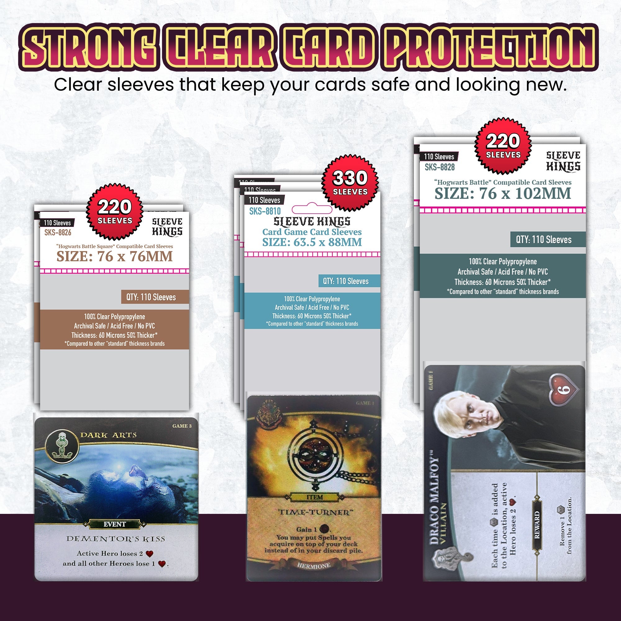 "Harry Potter: Hogwarts Battle" + Expansion Compatible Sleeve Bundle (8810 X 3 + 8826 X 2 + 8828 X 2)