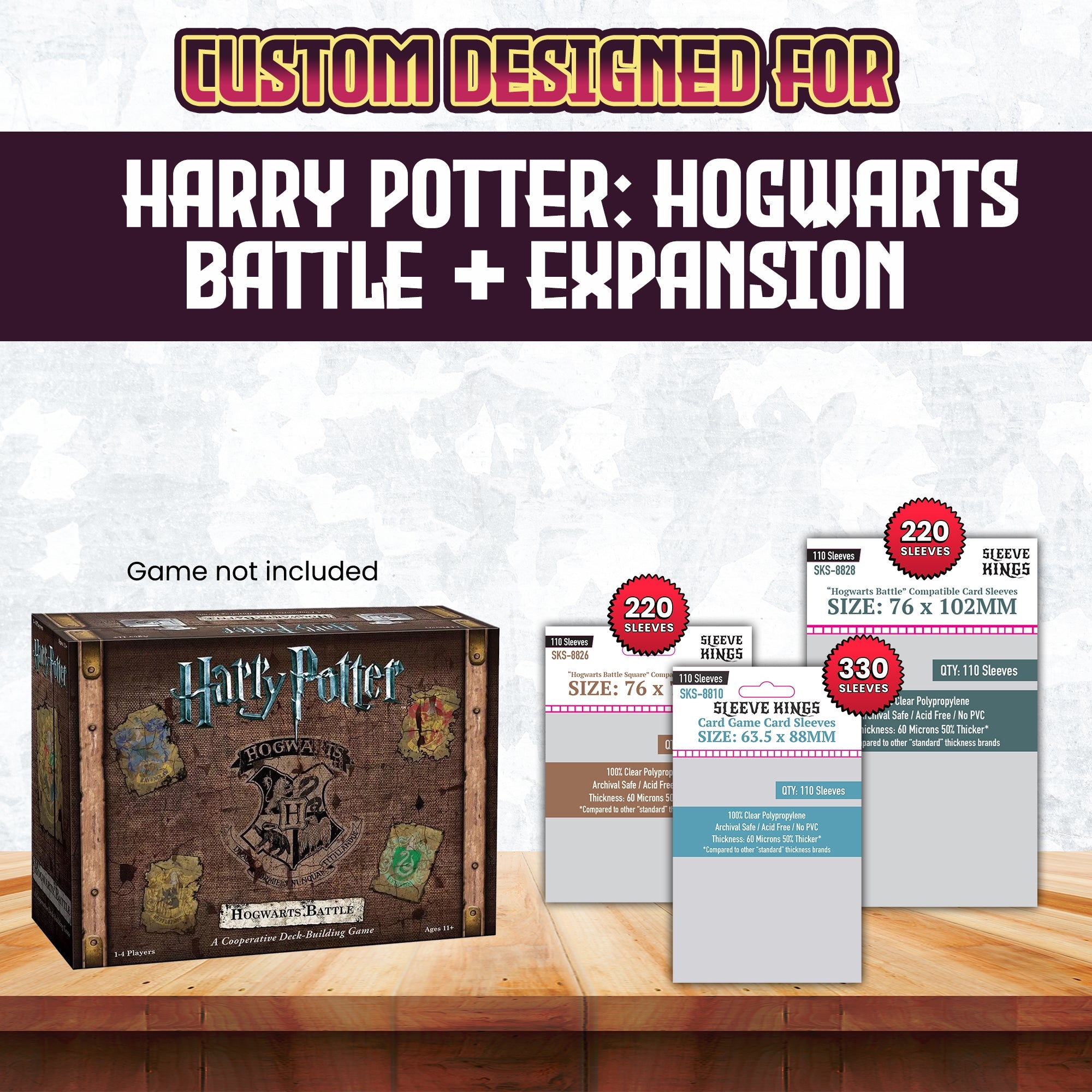 "Harry Potter: Hogwarts Battle" + Expansion Compatible Sleeve Bundle (8810 X 3 + 8826 X 2 + 8828 X 2)