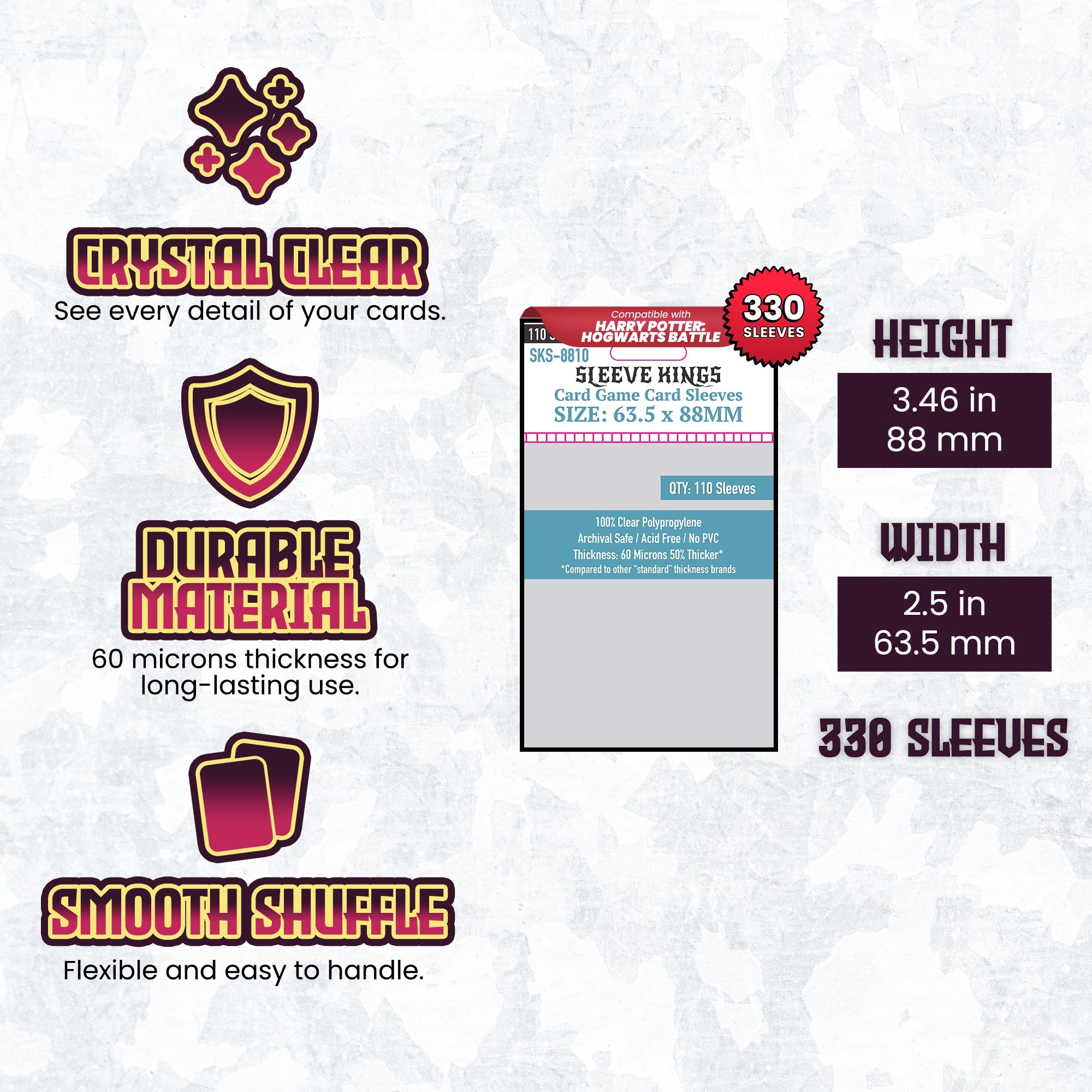 "Harry Potter: Hogwarts Battle" + Expansion Compatible Sleeve Bundle (8810 X 3 + 8826 X 2 + 8828 X 2)