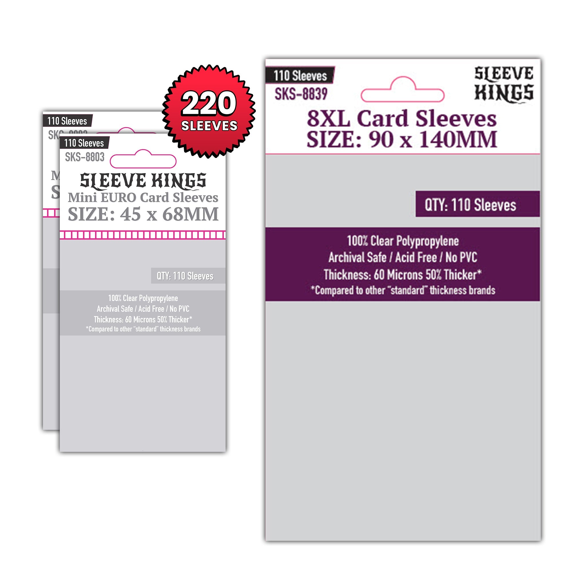 "Flamecraft" Board Game Compatible Card Sleeve Bundle (8803 X 2 + 8839 X 1)