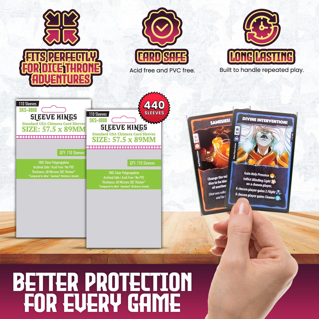 "Dice Throne Adventures" + Expansions Compatible Sleeve Bundle (8808 x 4)
