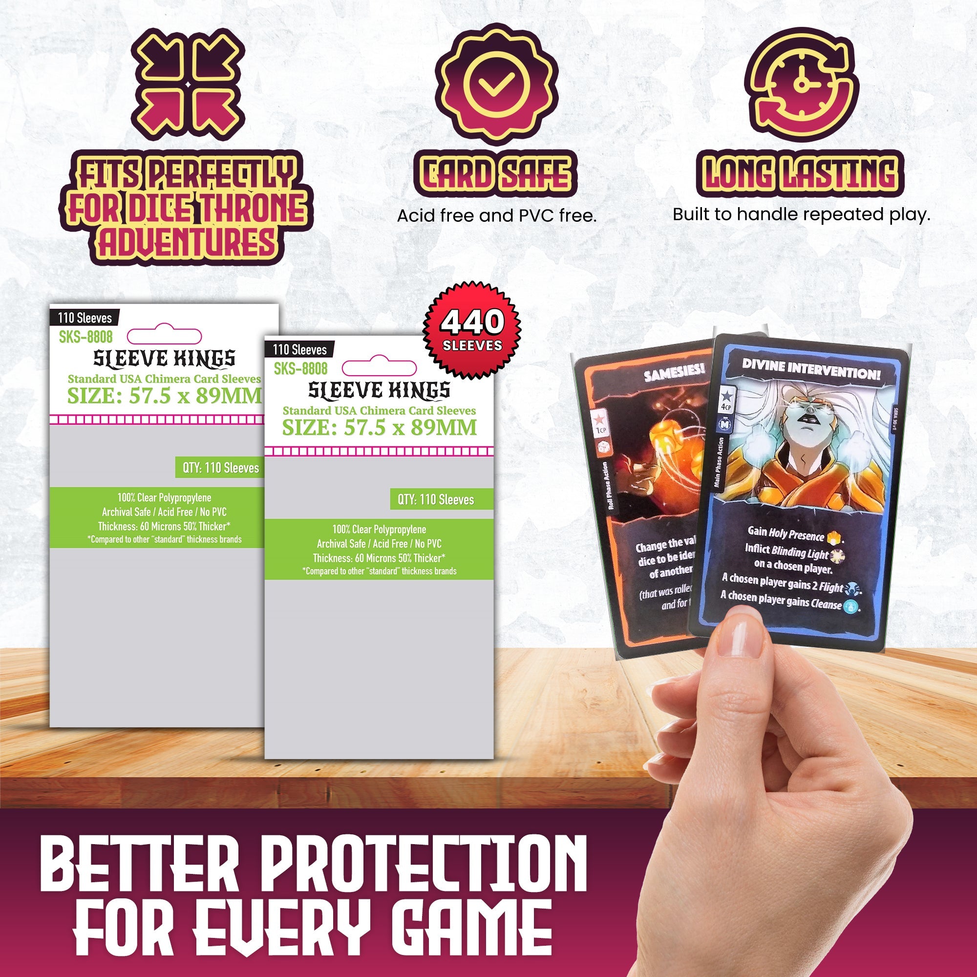 "Dice Throne Adventures" + Expansions Compatible Sleeve Bundle (8808 x 4)