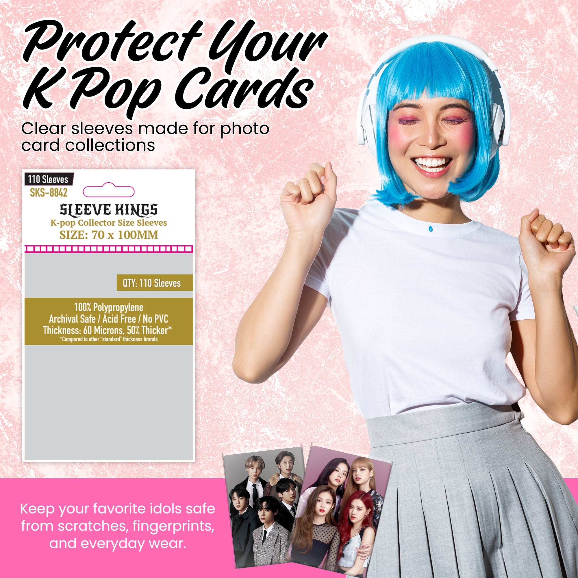 "Kpop" Collector Size Card Sleeve (70x100mm) 110 Pack, 60 Micron, SKS-8842