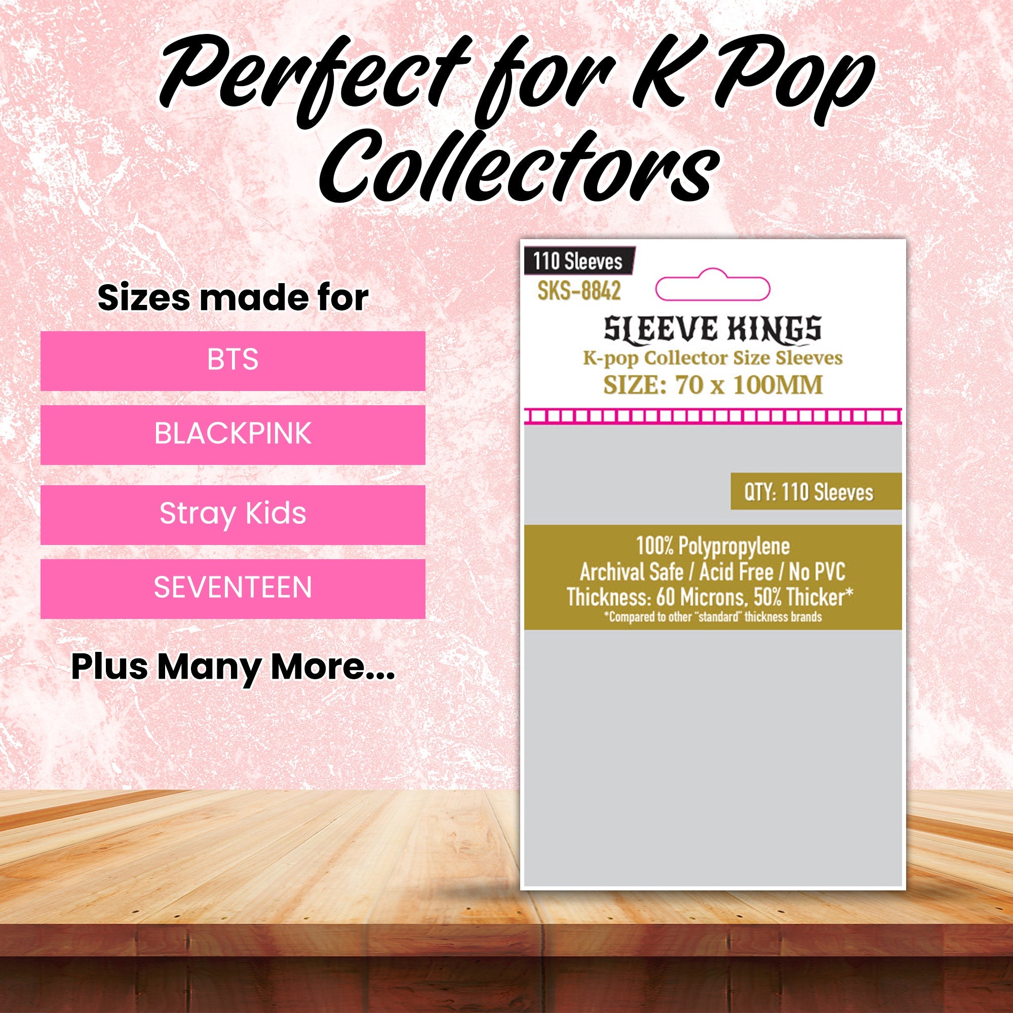 "Kpop" Collector Size Card Sleeve (70x100mm) 110 Pack, 60 Micron, SKS-8842