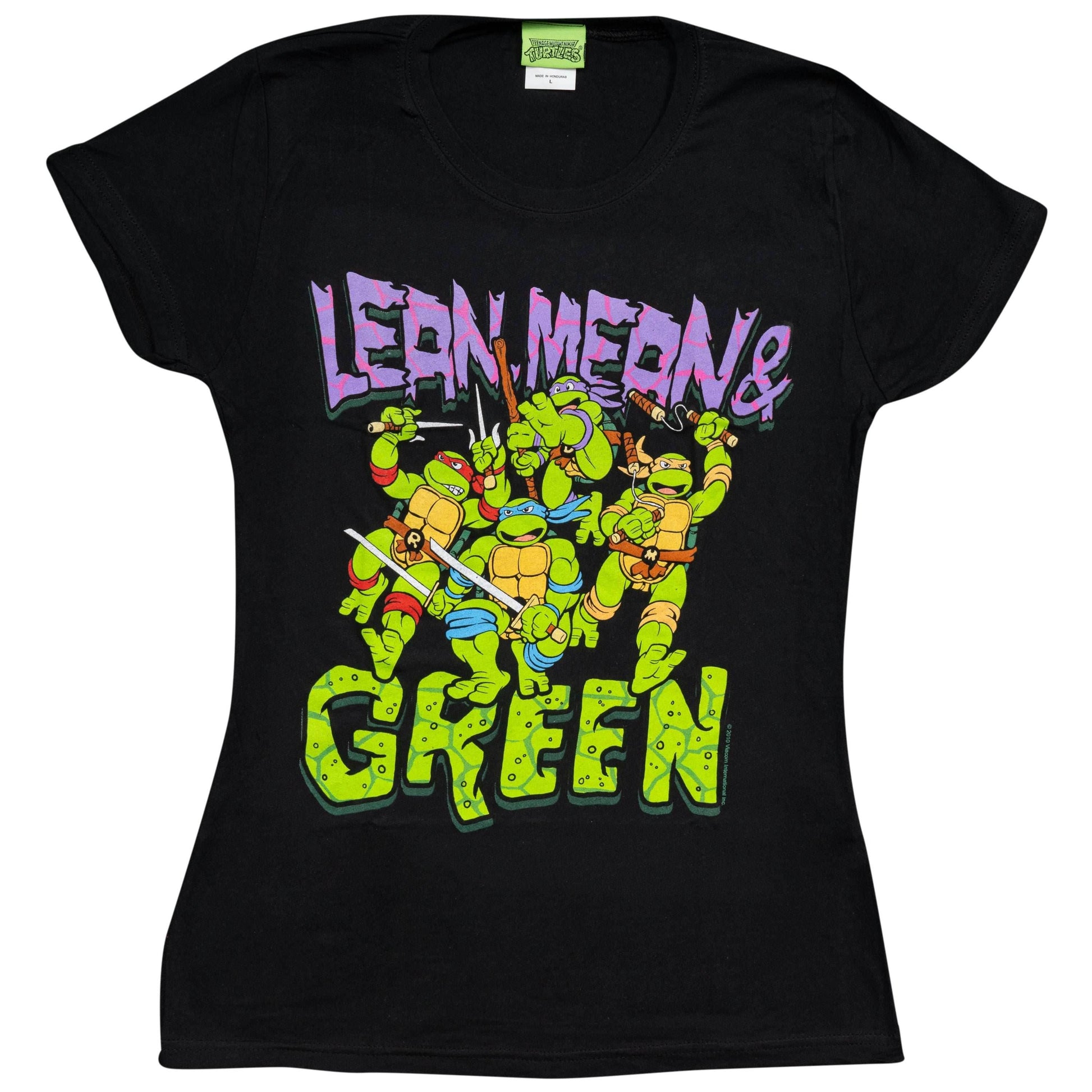 Teenage Mutant Ninja Turtles Lean Mean Green Black Juniors T-Shirt - M