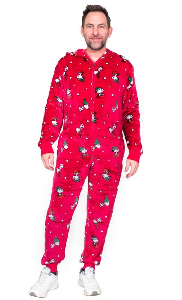 Peanuts Snoopy All Over Pajama Zip Up Union Suit Sleepwear - S