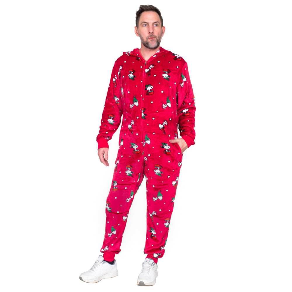 Peanuts Snoopy All Over Pajama Zip Up Union Suit Sleepwear - S