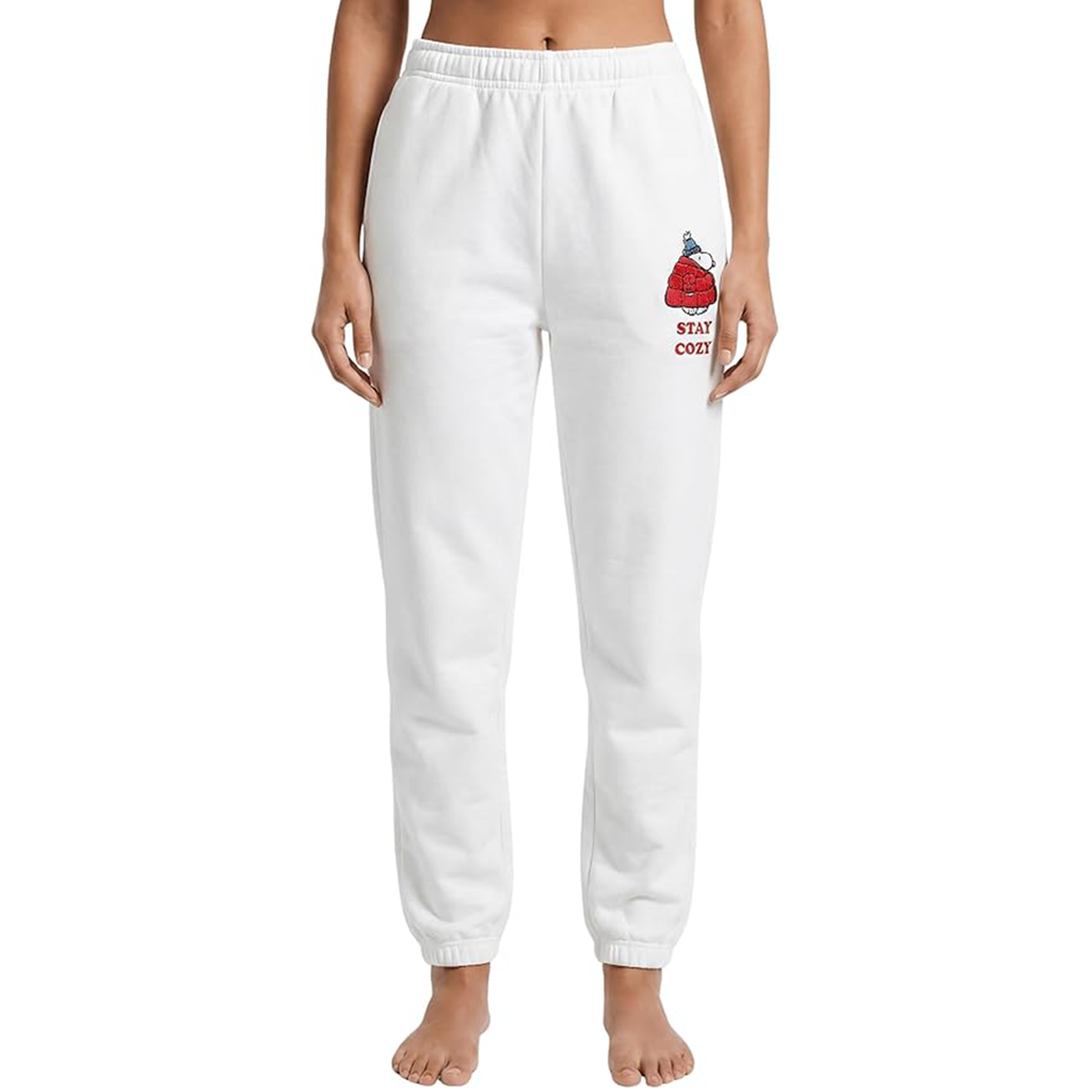 Officially Licensed Peanuts Snoopy Stay Cozy Embroidered Adult Unisex Sweatpants