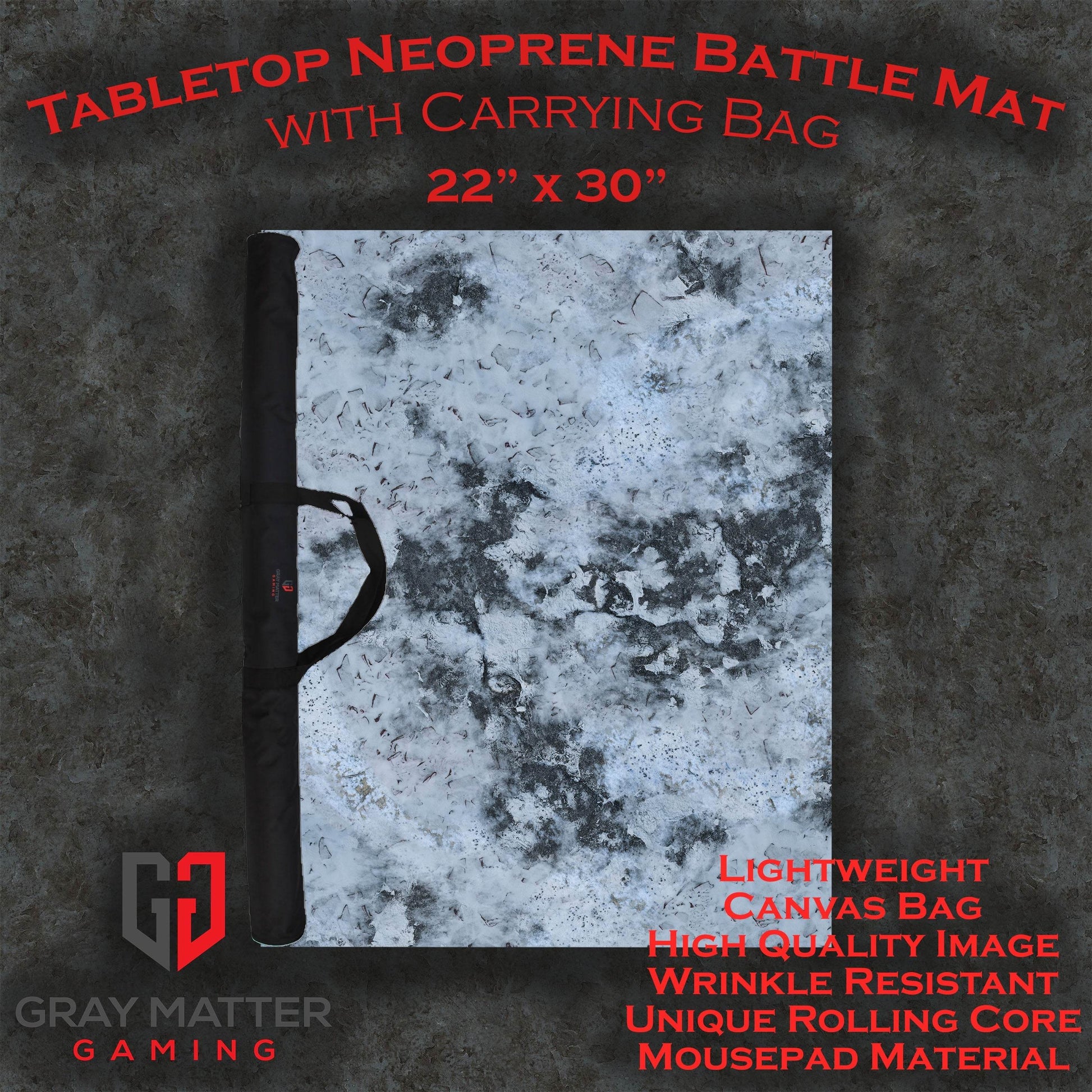 Snowy Tundra - Neoprene Battle Mat - Warhammer, AoS, 40K, Kill Team, MCP, Shatterpoint, Legion, More - 22x30