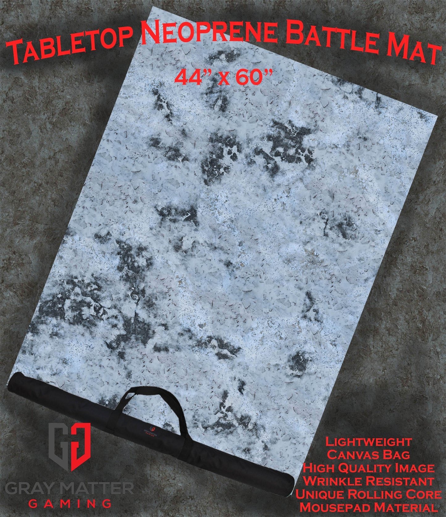 Snowy Tundra - Neoprene Battle Mat - Warhammer, AoS, 40K, Kill Team, MCP, Shatterpoint, Legion, More - 44x60