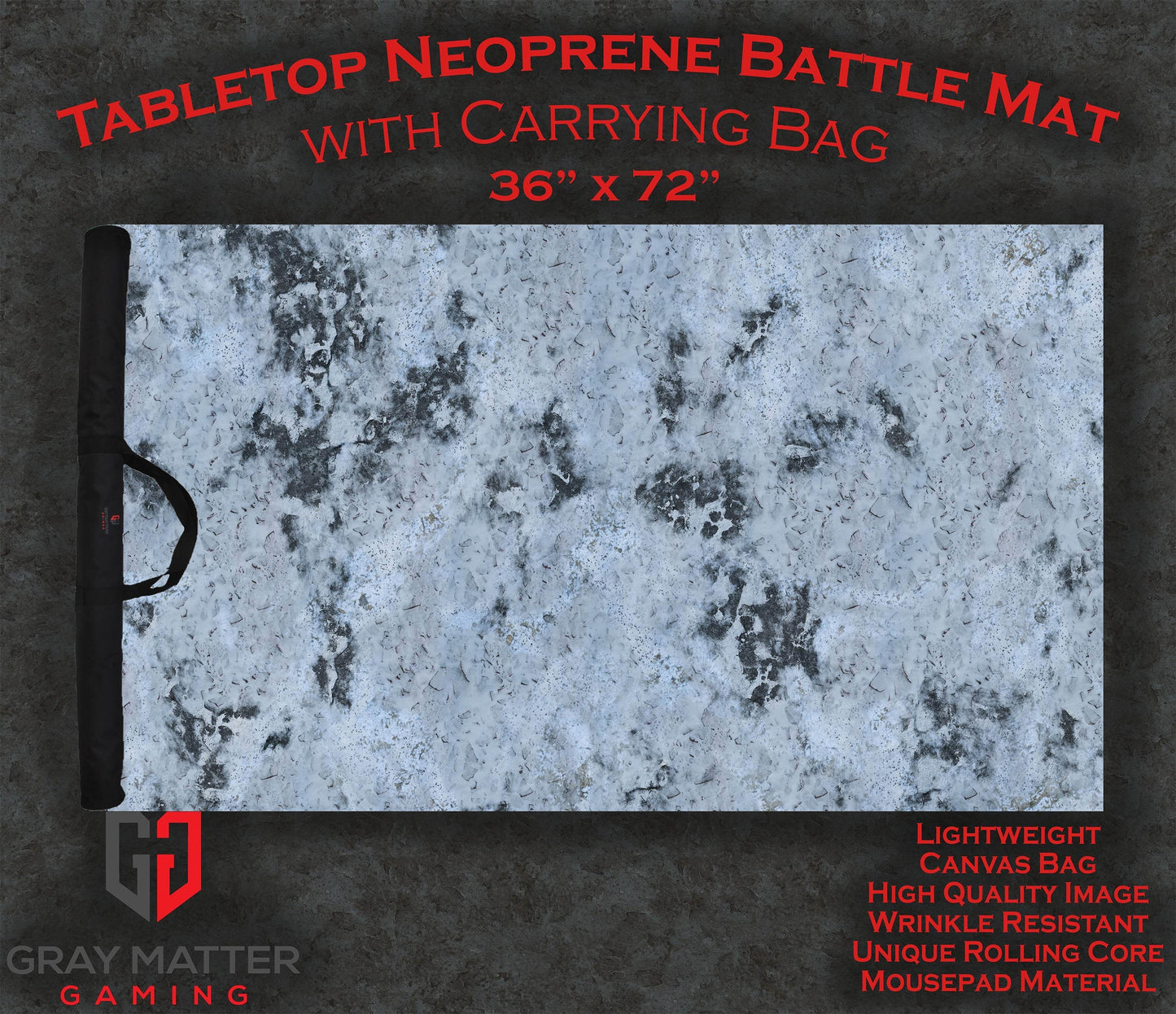 Snowy Tundra - Neoprene Battle Mat - Warhammer, AoS, 40K, Kill Team, MCP, Shatterpoint, Legion, More - 36x72