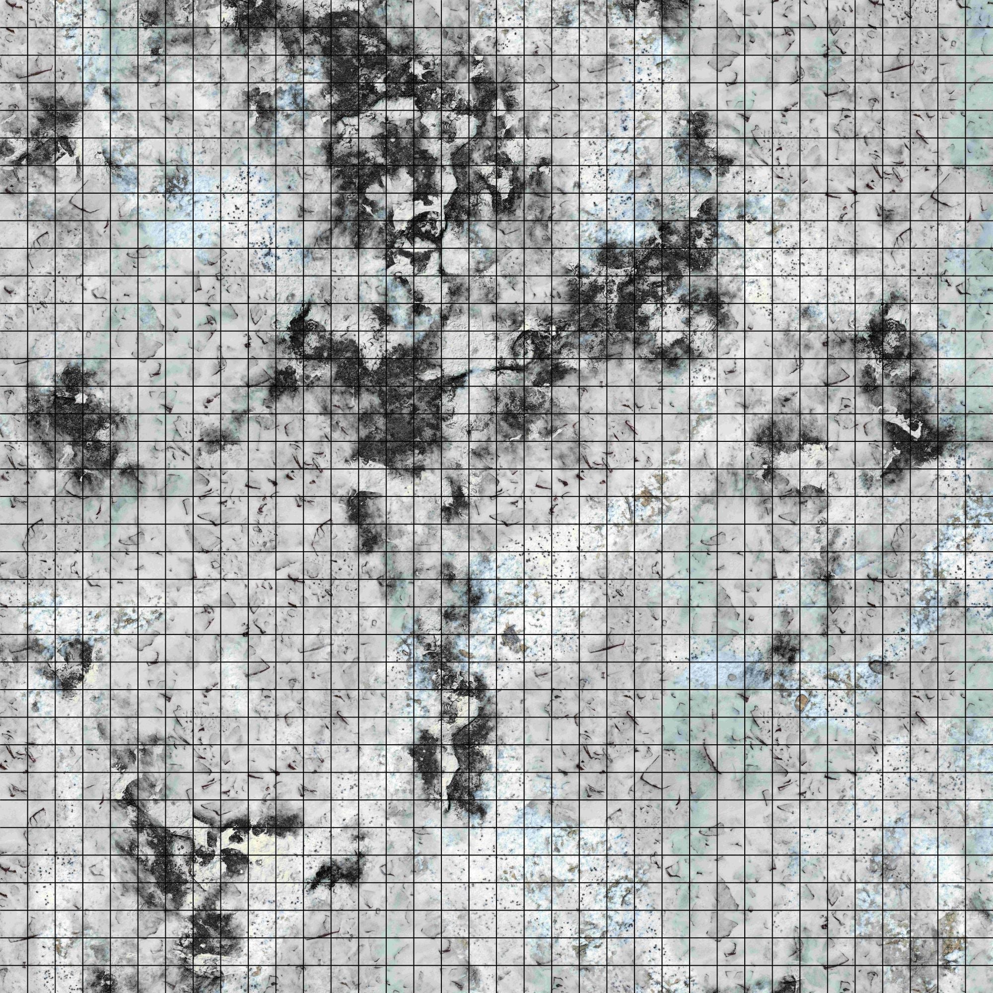 RPG Grid Mat - Snowy Tundra & Traveler's Road - Double Sided Neoprene Mat with Bag