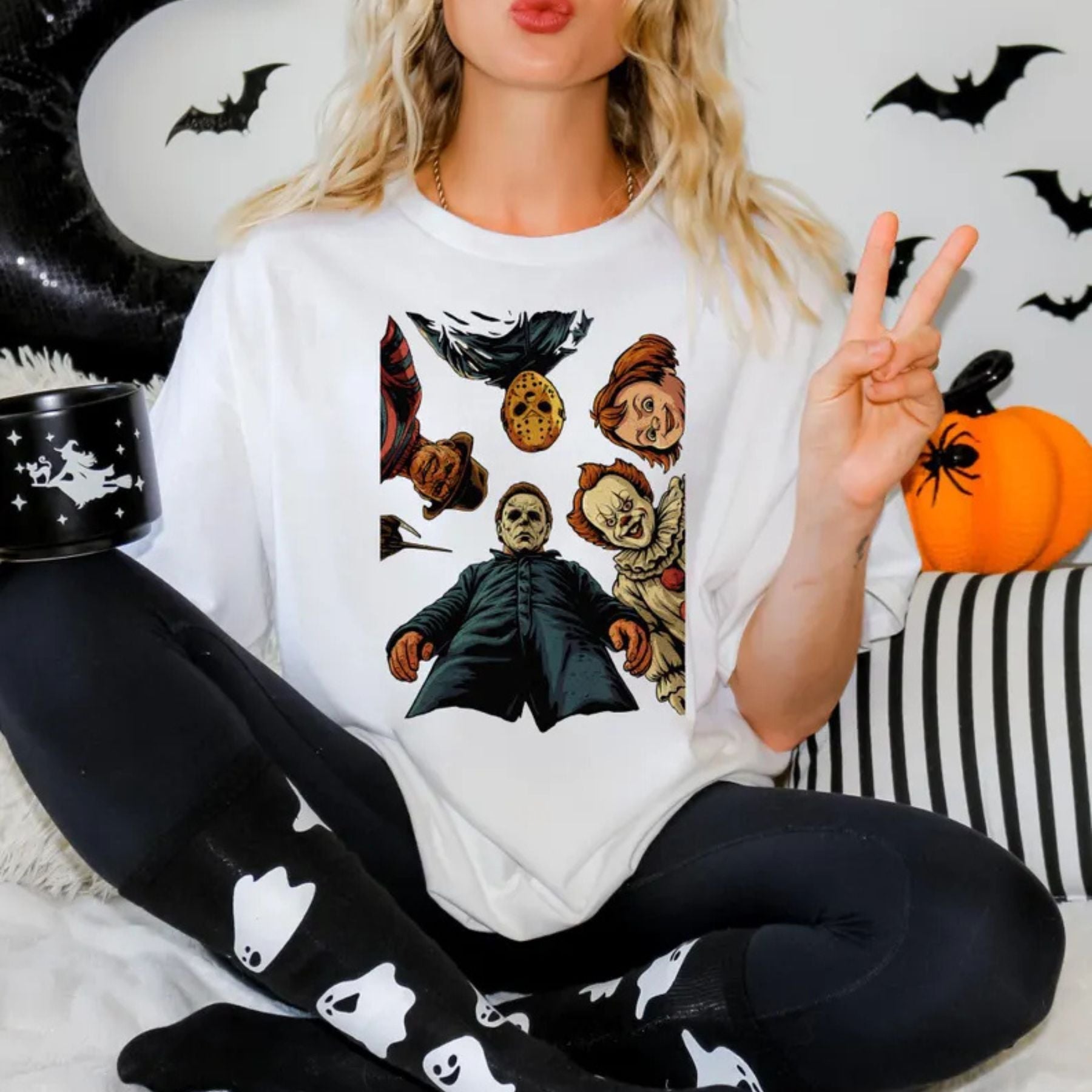 Spooky 90s Horror Movie Characters Shirt - Trendy Halloween Tee, Vintage Horror Apparel